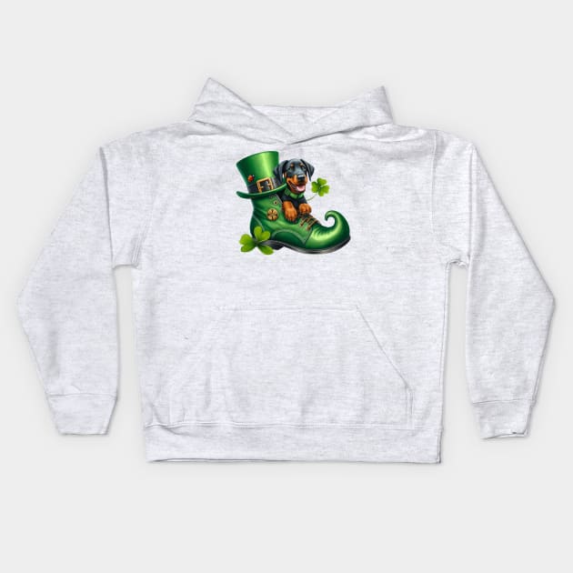 Doberman Pinscher Dog Shoes For Patricks Day Kids Hoodie by Chromatic Fusion Studio